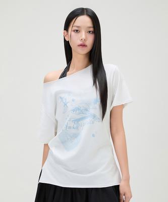 MIXXO Одноплечевая Оверсайз Футболка с Графикой_Miwhwg714A