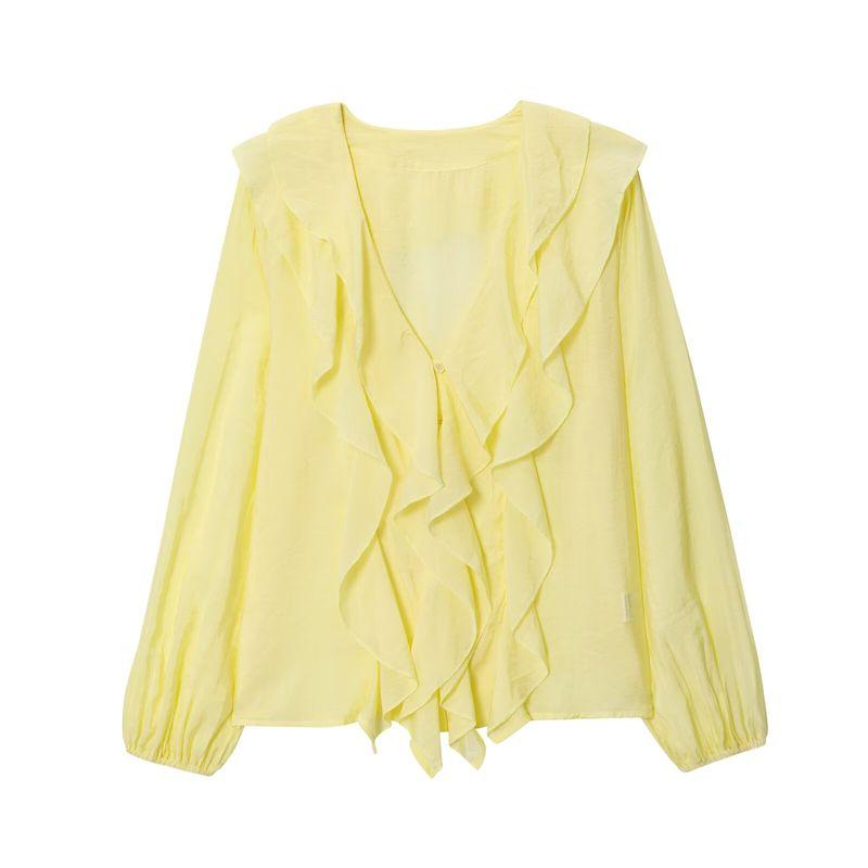 Araltay New Arrival Fashion Style Women's Fashion All-Match Minimalist Laminated Decoration Shirt Tops 40460734