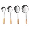 201Нержавеющая сталь сито-ковш с большой сеткой шумовка с деревянной ручкой ложка-шумовка для масла подходит для использования на кухне