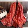 New Imitation Silk Scarf High-end Versatile Printed Scarf Fashionable and Elegant Celebrity Sun Protection Shawl