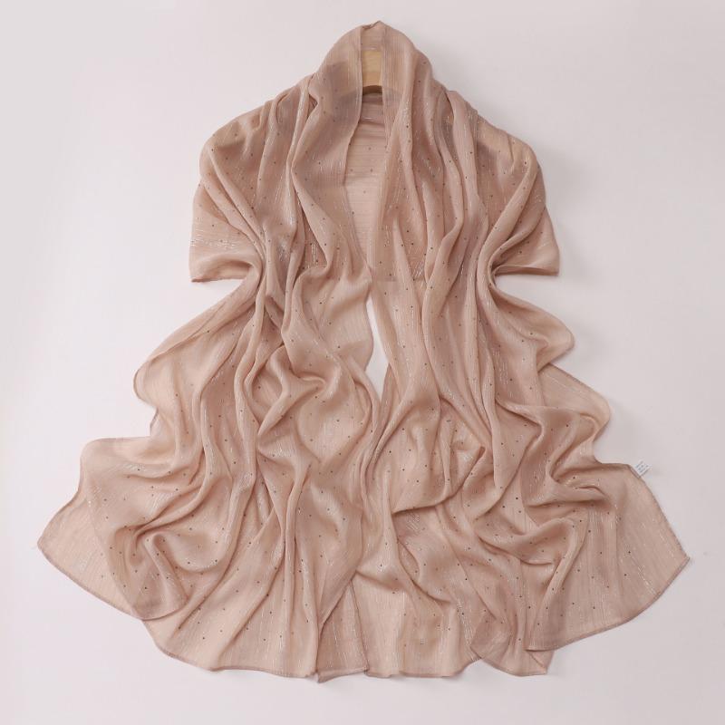 Fashion Crinkled Shimmering Star Rhinestone Long Scarf For Women