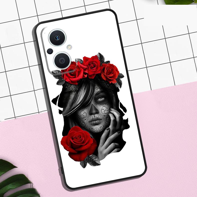 Mexican Skull Girl Tattooed Art Case For OPPO Reno 13 12 11 F 8T 7 8 10 Pro OPPO Find X8 Pro X6 Pro X3 X5 Lite Cover Coque