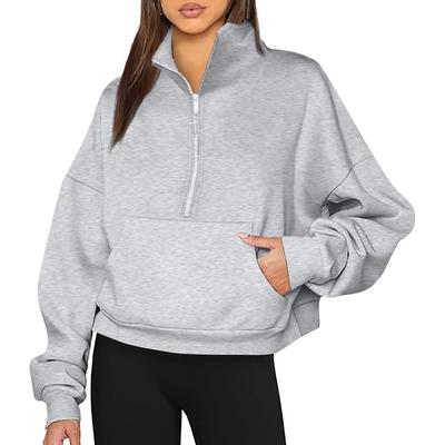 Пуловер с полузастежкой-молнией, женские толстовки с капюшоном, осенне-зимние наряды, одежда с карманами, свободные толстовки