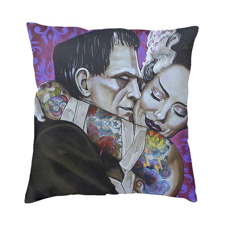 Flirtationship Bride Of Frankenstein Cushion Cover Horror Film Floor Pillow Case For Sofa Fashion Pillowcase Home Decor