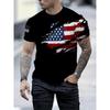 Men's Patriotic American Flag 3D Printed T-shirt - Casual Round Neck Short Sleeve