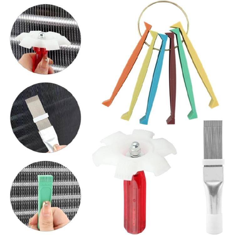 Air Conditioning Brush Set Includes Fin Comb Air Conditioner Fin Cleaner Condenser Radiator Fin Comb Alignment Tool