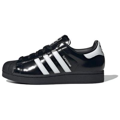 Superstar 2 черные белые лакированные женские кроссовки Core-Black Cloud-White JH7756