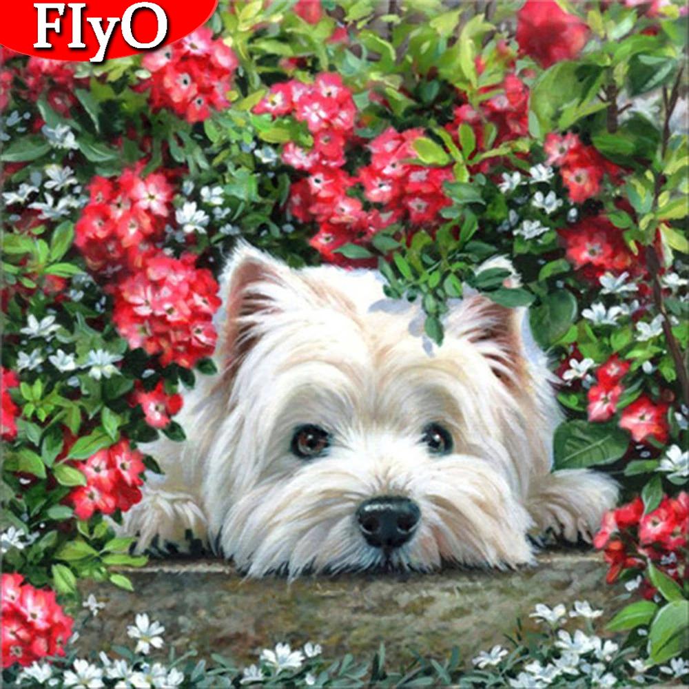 5D алмазная живопись собака Алмазная вышивка цветок мозаика животное горный хрусталь картина украшение дома настенное искусство