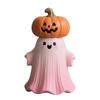 Halloween Ghost Ornament Mini Ghost Statue Pink Halloween Ghost Figurine Set with Pumpkin Decoration Resin Tabletop Decoration