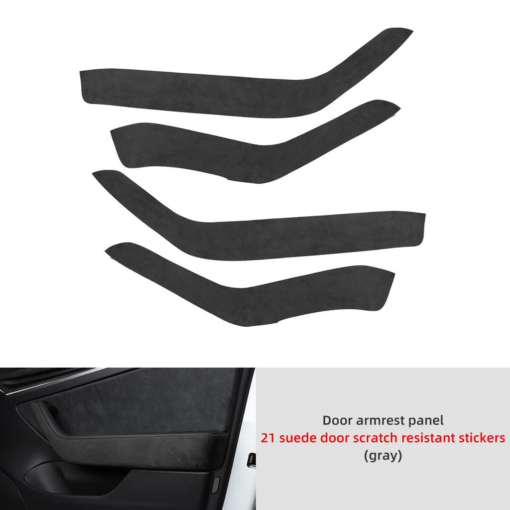 LUCKEASY For Tesla Model 3 Interior Supplies Door Armrest Central Control Instrument Suede Suede Anti-Dirty Pad For Car