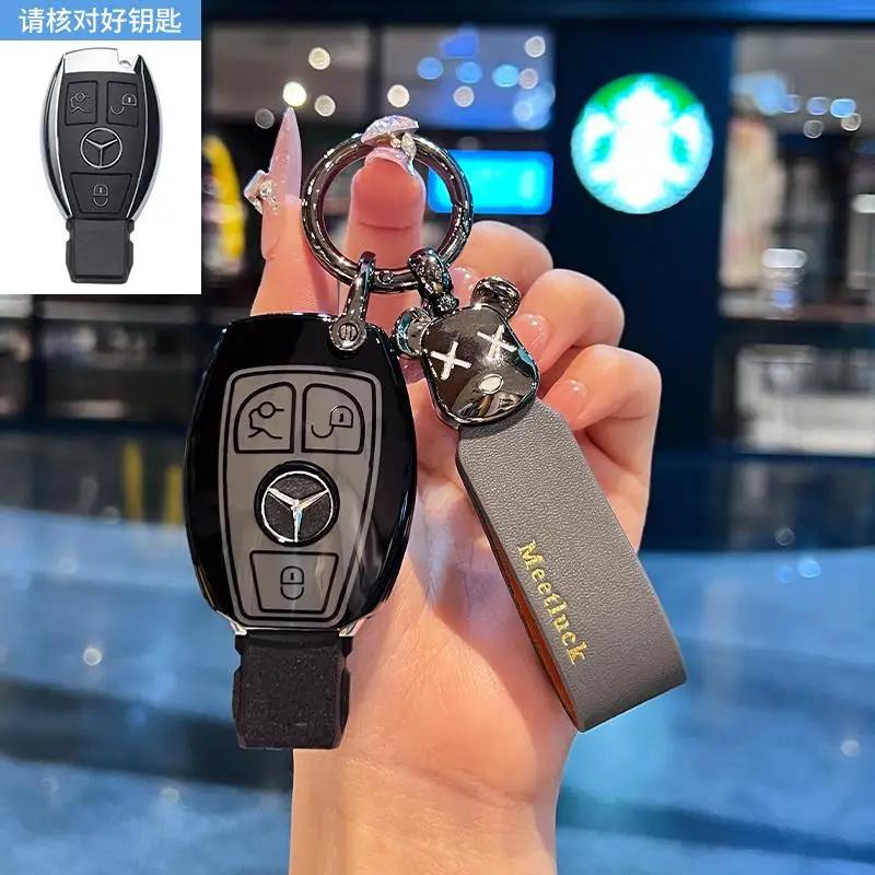 TGM3 Female Key Case for Mercedes Benz CLS CLA GL R SLK AMG A B C S Class 3 Button Remote Car Key Cover Holder Keychain Accessories
