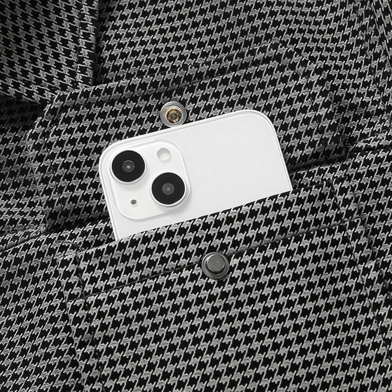 Men's Lapel Fashion Casual Plaid Leather Jacket Simple All-in-one Coat Men Thousand Bird Check Trend Cargo Jacket