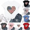Adults Casual Daily Round Neck Independence Day Printed Short Sleeved T-shirt Letter Top