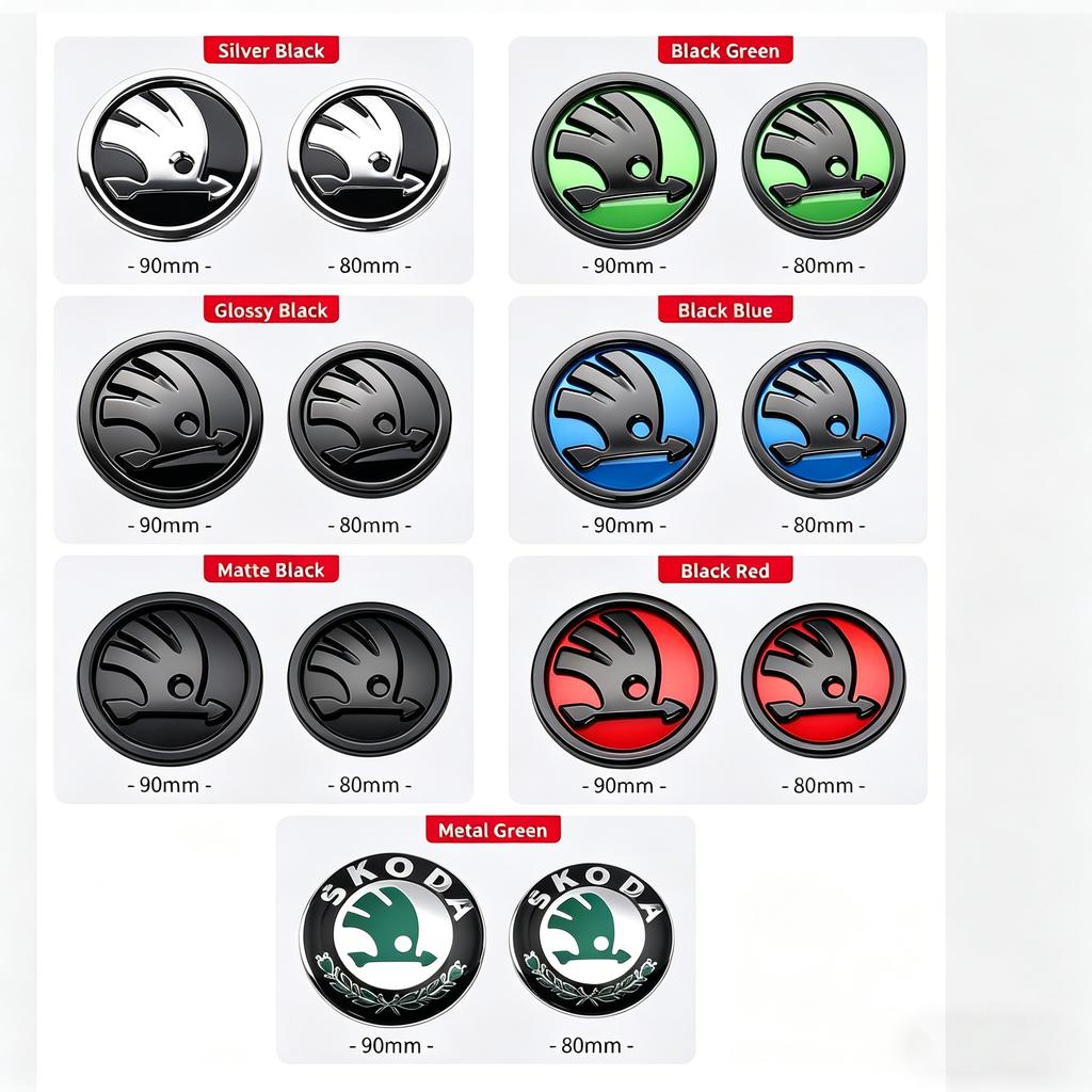CXUX8 ABS Front Rear Emblem for Skoda Octavia Fabia, 8.0cm/9.0cm, Multi-Color Optional, Single Piece, Front Grille & Trunk Badge