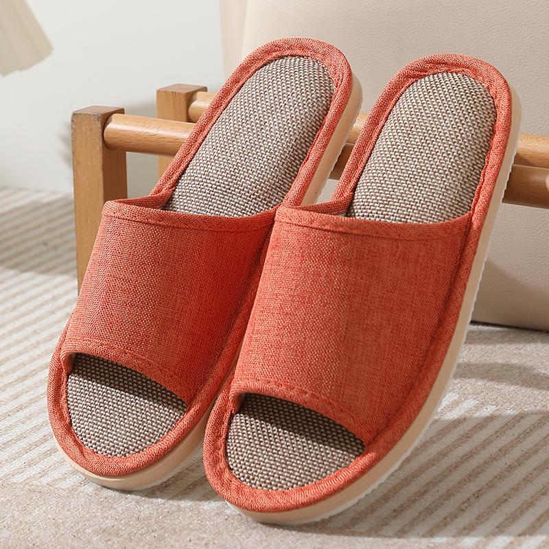Women's and Men's Cotton Linen Anti-Slip Indoor Slippers for Spring and Autumn