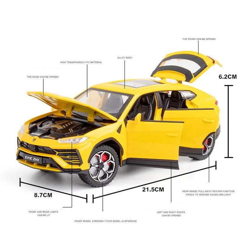1/24 Lamborghini URUS Bison SUV литая спортивная модель автомобиля литые металлические внедорожники имитация модели автомобиля звук и свет детские игрушки подарок