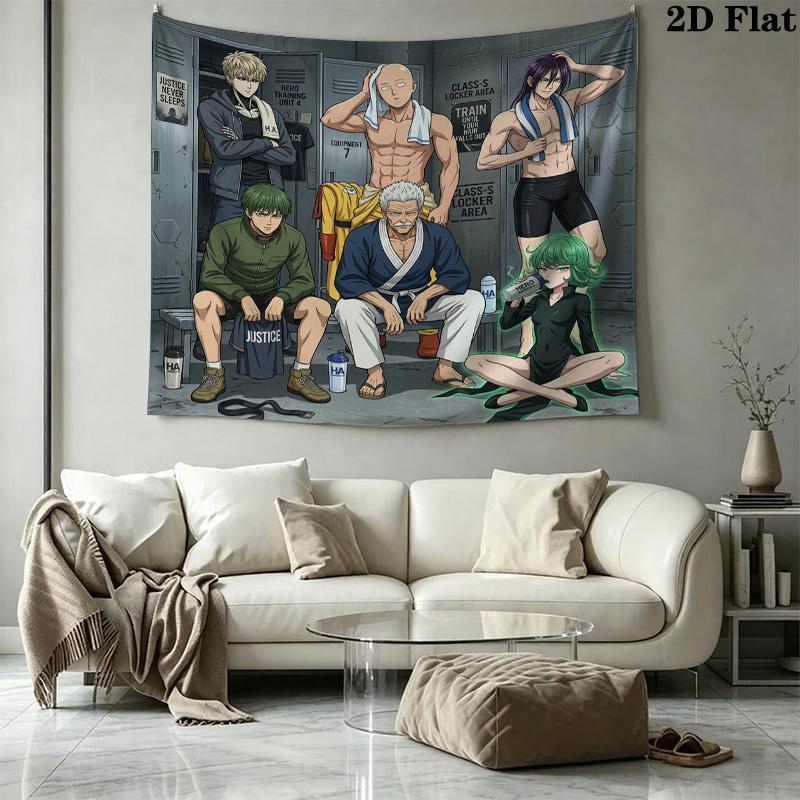 Onepunch Man Wall Tapestry Aesthetic Wall Hanging Printed Fabric Blanket Decorative Tapestries For Bedroom Living Room Home Decor