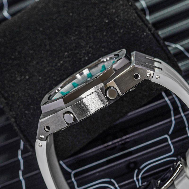 Casio Кастомизированные часы, модифицированная серия, водонепроницаемые 200 м, люминесцентные, кварцевые, унисекс, белый циферблат GA-2100-7A7