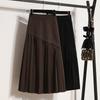 Women's Winter New A-line Knitted Mid-length High-waist Slimming Retro Large-size Women's Pleated Skirt