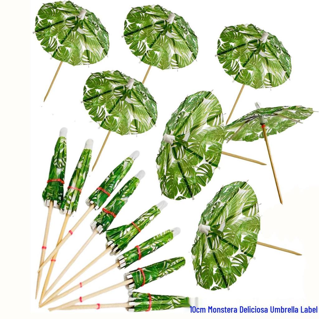 Tropical Cake & Cocktail Decoration Set: Coconut Tree, Umbrella, Insert Cards