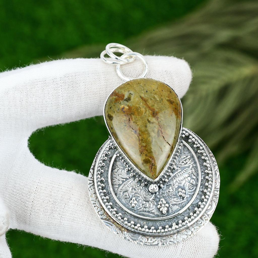 Friendship Day Deal 925 Sterling Silver Natural Picture Jasper Sister Pendant