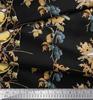 Soimoi Черная креповая ткань из полиэстера Черная ягодная и желтая ткань с принтом воробья и птицы в ярдах 42 дюйма
