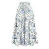 Women's Ruffled Spring Casual Long Skirt Plain Color Skirt Retro Pleated Skirt