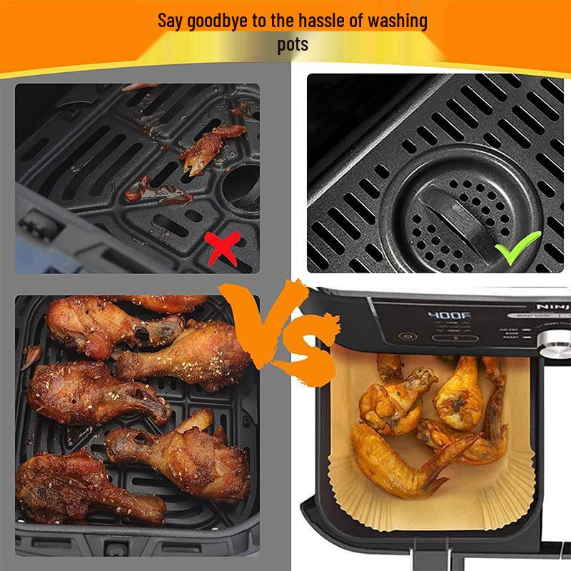 Одноразовые прямоугольные бумажные миски для аэрофритюрницы для моделей с двумя корзинами