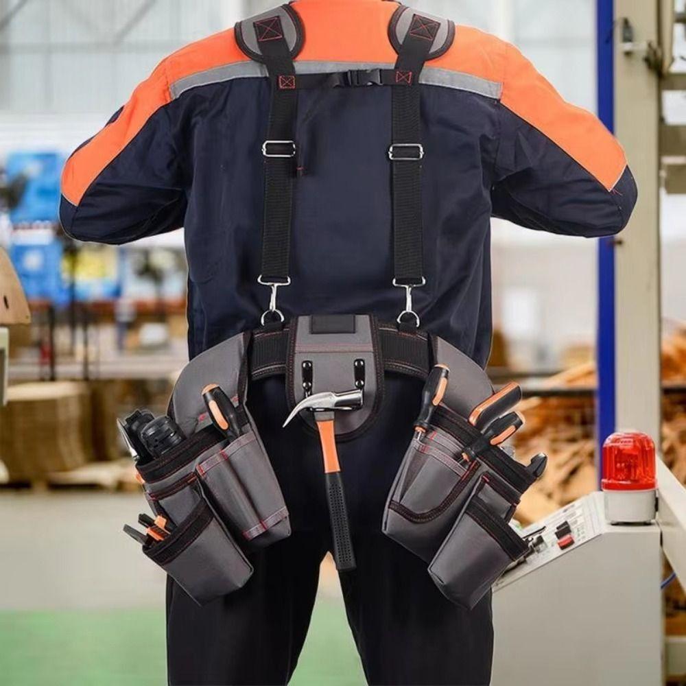 Adjustable Tool Belt with Suspenders Large Capacity Combined Tool Organizer Work