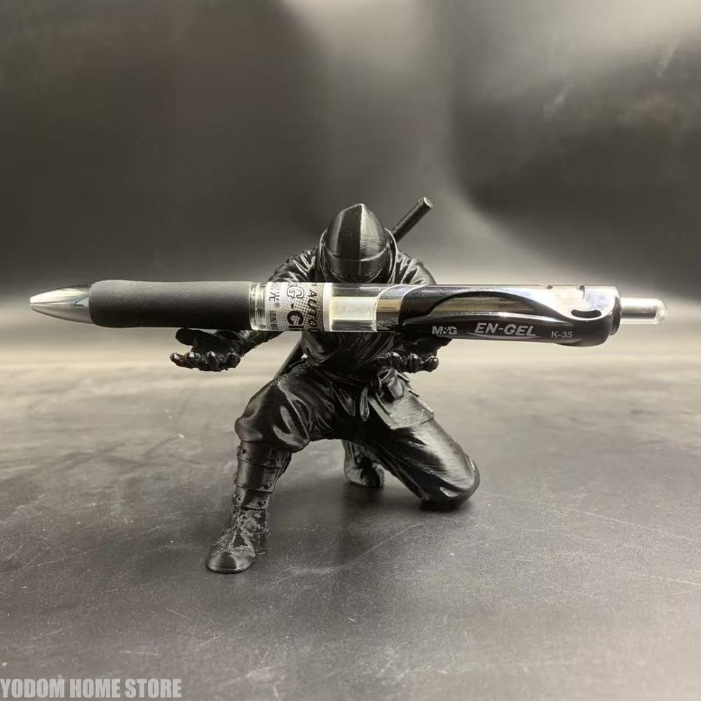 3d Printed Black Cool Ninja Pen Holder for Home Decor Decorative Figurines Desk Accessories Novelty Gift