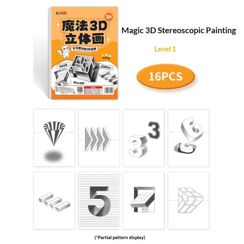 1/3Pcs Magic 3D Stereo Art Sketch Pad Safe Educational Doodle Sketchbook for Toddlers Kids Early Learning Drawing