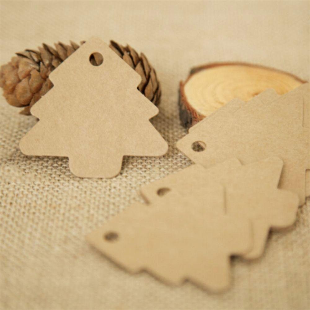 100PCS Kids Party Wedding Christmas Tree Shape DIY Kraft Paper Gift Tag