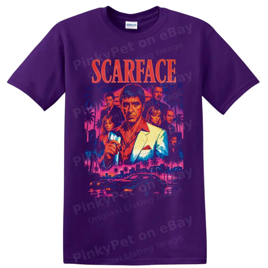Tony Montana Scarface Movie T Shirt Neon Miami Crime Film Graphic Tee Gift Art