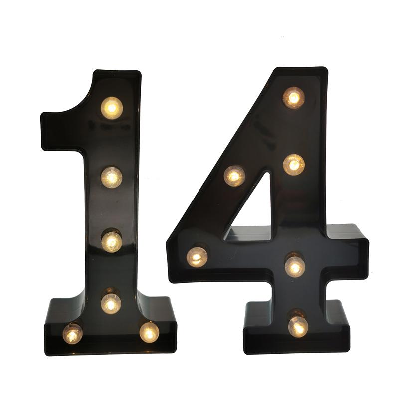 2Pcs 18 21st 30th 40th 50th 60th Black Number LED String Night Light Lamp Happy Adult Birthday Anniversary Party Decoration