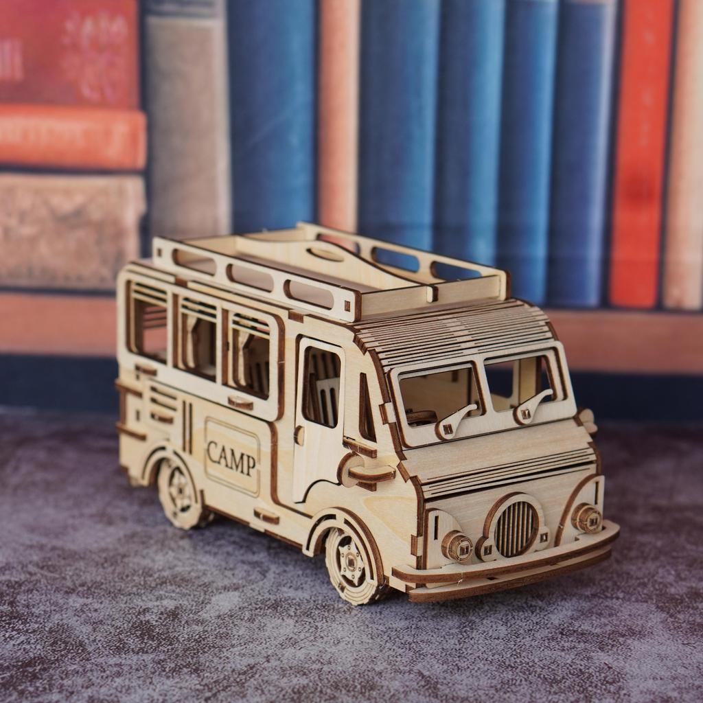 3D пазл-игрушка, деревянная модель кемпера, модель фургона в туристическом стиле, подходит для интерактивных и творческих DIY-игрушек, подарков для семьи