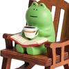 Cute Healing Small Decoration Cartoon Frog Rocking Chair Rocking Chair Design with Book Coffee Home Office Decor Car Ornament