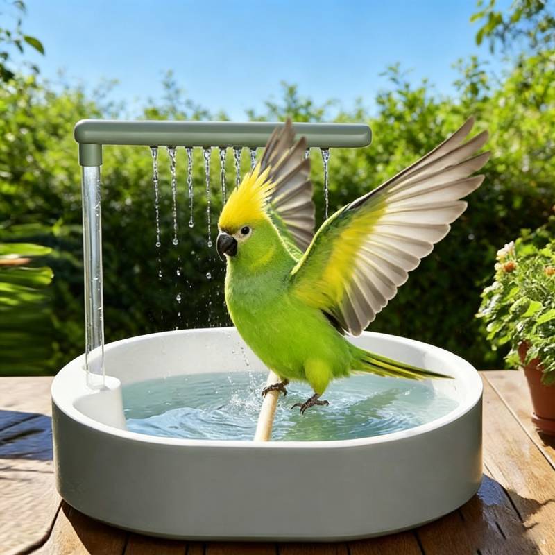 Bird Bath Circulation Pump For Parrots And Canaries With Automatic Rain Shower System