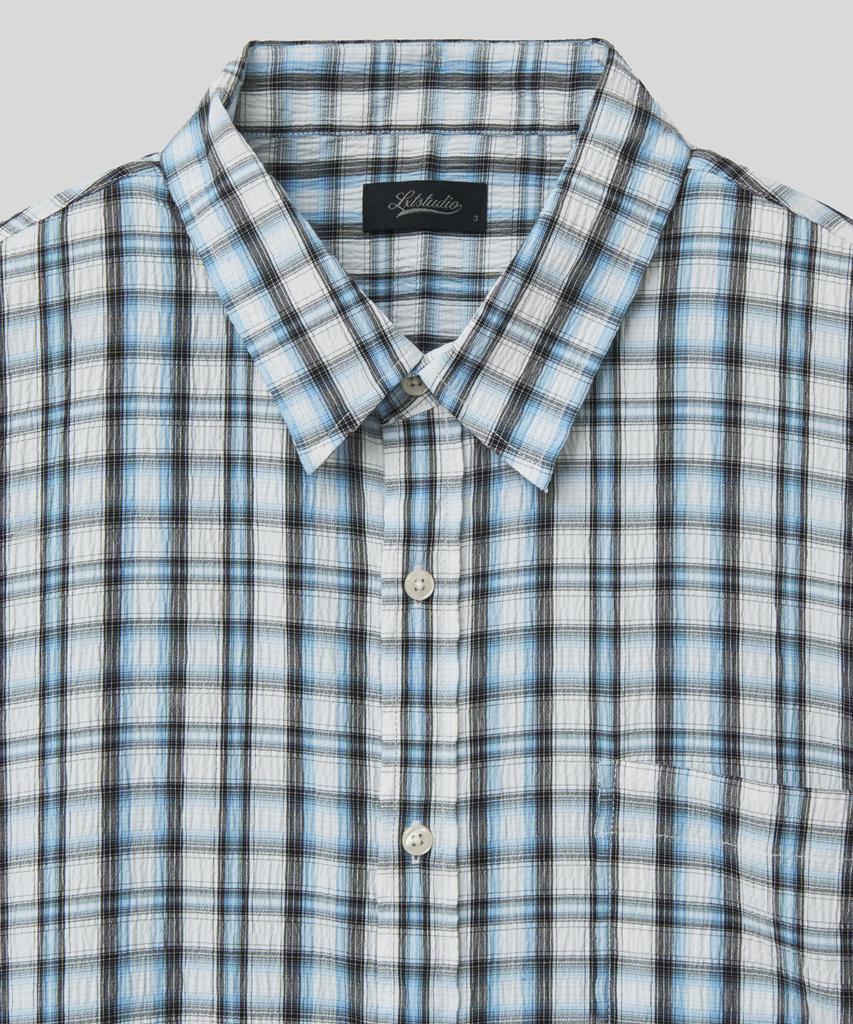LXT Seersucker Check Oversized Short Sleeve Shirt [Blue]