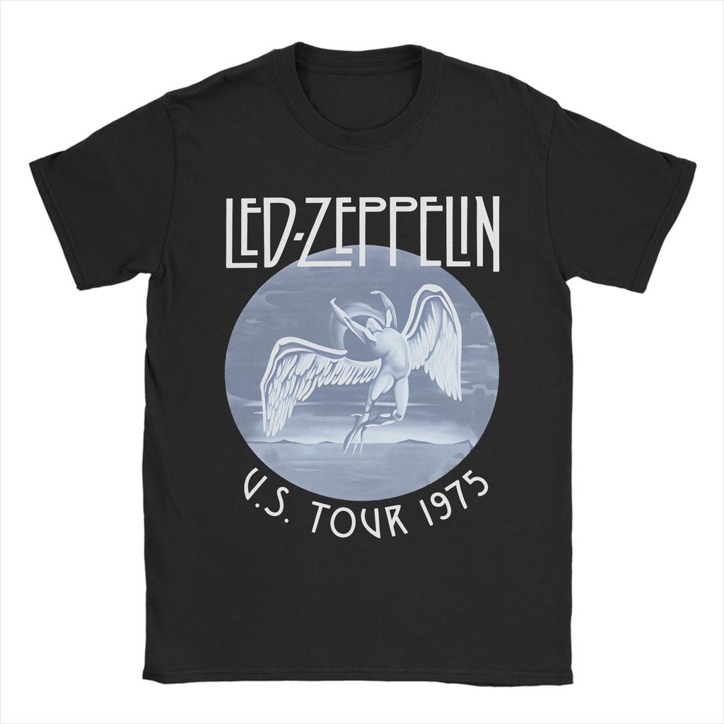 Rock band Led Zeppelins falling angel Awesome 100 Cotton Tees Short Sleeve T Shirts Crew Neck Tops Graphic Printed