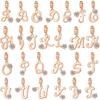 Copper 26 Letter A-Z Alphabet Pendants Charm Rose Gold Fit Original Necklace Bracelet Accessories Diy Jewelry For Women