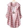 Солнцезащитные рубашки, женские свободные топы в клетку с капюшоном и длинными рукавами, тонкие пальто, кардиганы