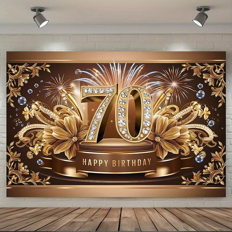 A YSW 70th Birthday Banner - Digital Party Decoration for Party Backdrop, Polyester Digital Wall Decoration, Designed fo