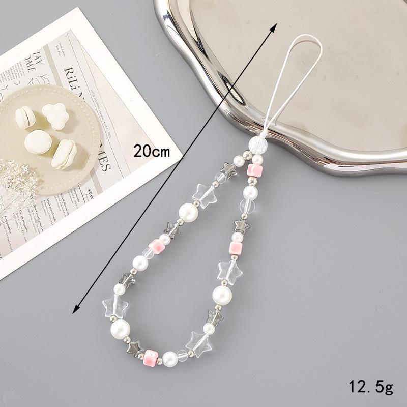 Korean Love Heart Beaded Phone Chain & Keychain Set for Women