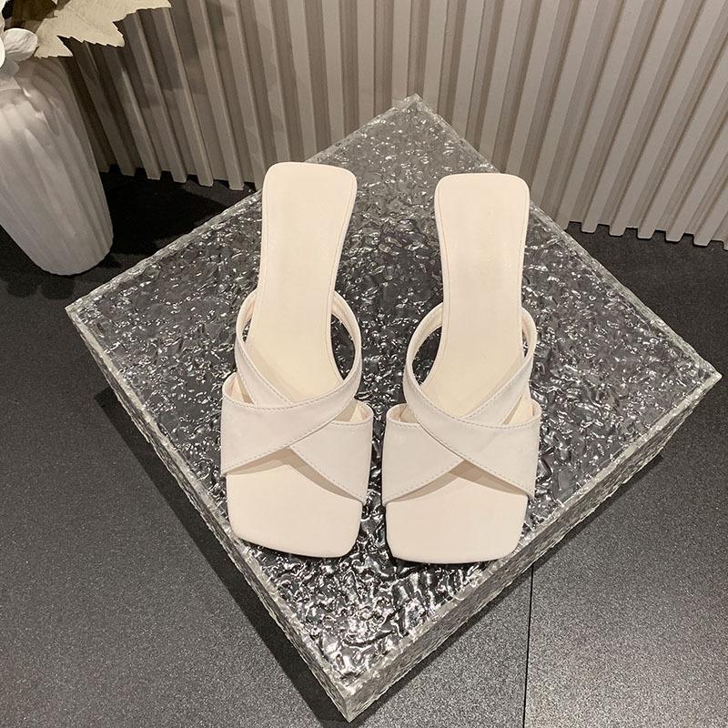 Cool Slippers Summer Temperament Open-toed High Heels High-end New 2025 Women's Shoes Fairy Explosion Slope Heel Niche Style