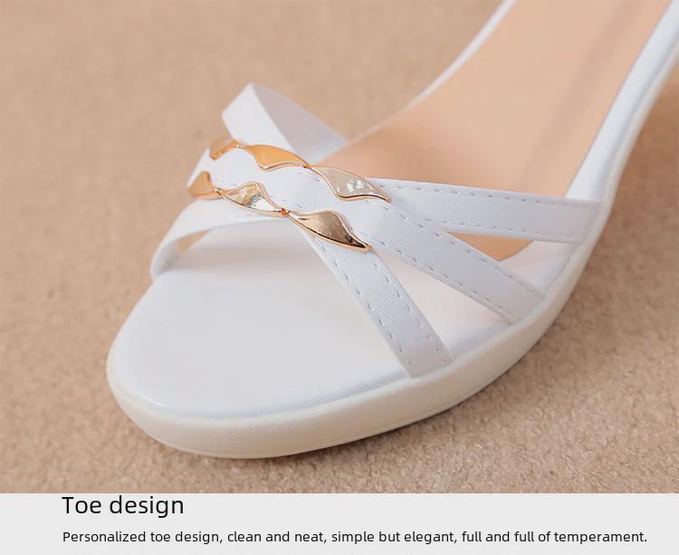 Женские босоножки на высоком каблуке 2021 года — корейский дизайн «рыбий рот» с универсальным римским толстым каблуком