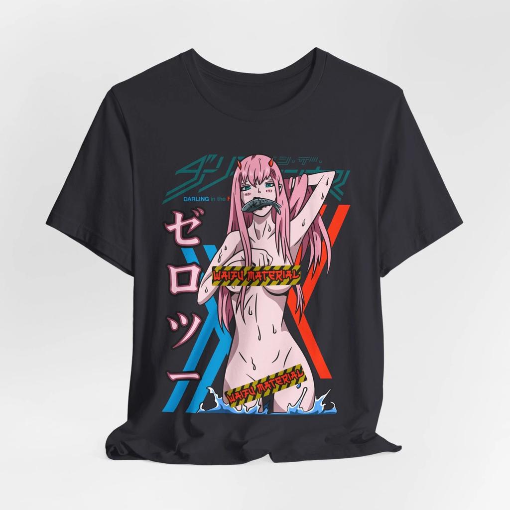 Аниме Футболка с графикой, Футболка Waifu Zero Two, Унисекс Футболка с японским мультфильмом, Короткая