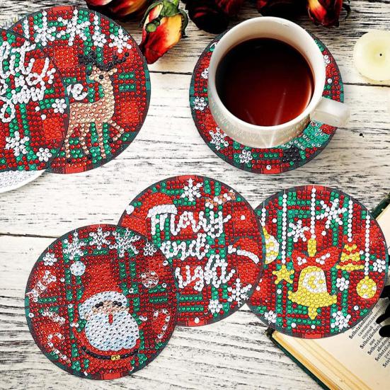 6 шт. DIY алмазная живопись набор подставок Снеговик Санта-Клаус Рождественская тематическая 5D алмазная живопись подставка для посуды