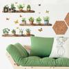 Полка кактуса в горшке, настенная наклейка, съемная водонепроницаемая самоклеящаяся ПВХ, домашний офис, гостиная, детская спальня, зеленое растение, настенное художественное украшение, наклейка