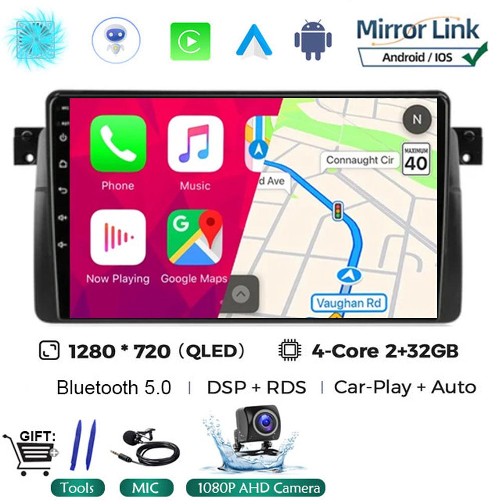 Android 14 Carplay WIFI+4G для BMW E46 M3 1998-2006 Автомобильный Радио Мультимедиа Видео Плеер Стерео GPS DPS Головное Устройство 360 Камера BT