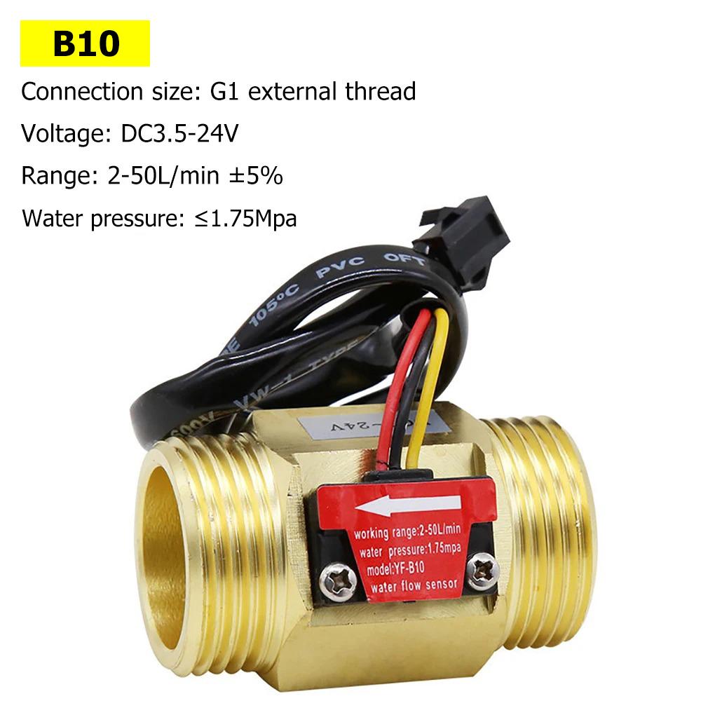 Hall Water Flow Sensor G1/2 G3/4 G1 Brass Flow Meter Electromagnetic Pulse Signal Output Liquid Flow Rate Sensor Indicator